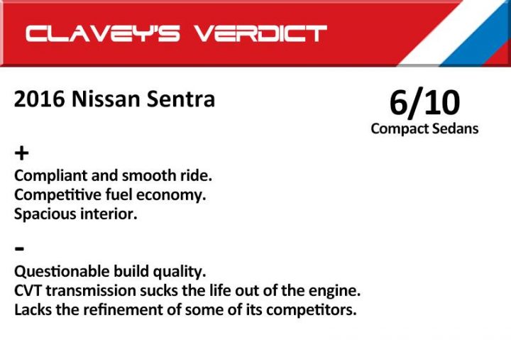 2016 Nissan Sentra Clavey's Verdict
